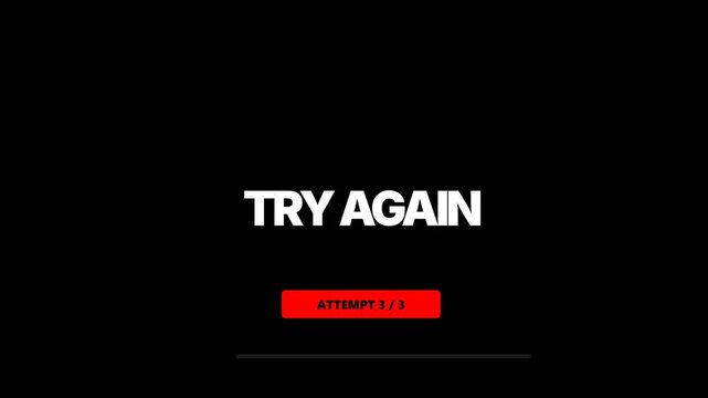 Error message try again screen.