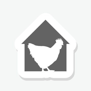 Chicken coop sign icon sticker isolated on gray background