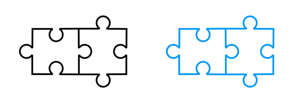 Simple solutions concept, compatibility line icon, assemble puzzle pieces, solving problem