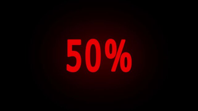 rad 0 to 100 % countdown loading icon 0 to 100 Percent on black Background