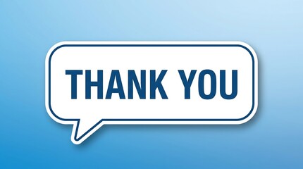 Fototapeta premium Thank you message in a speech bubble on a gradient blue background