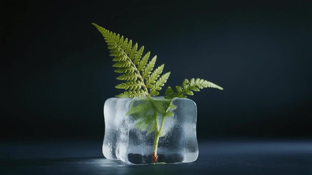 氷から芽吹くシダの生命力