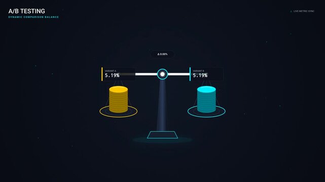 Digital interface balance scale comparing ab testing metrics