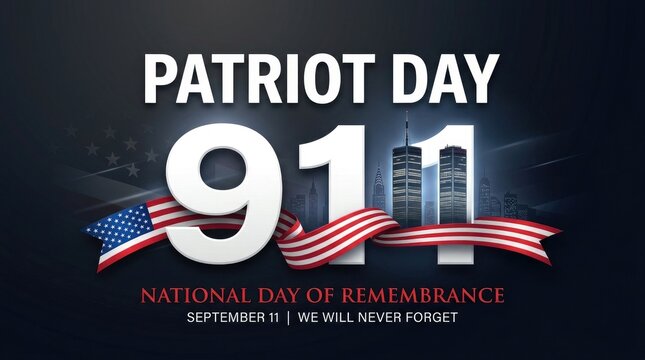 Patriot Day 911 National Day of Remembrance September 11 We Will Never Forget dark banner