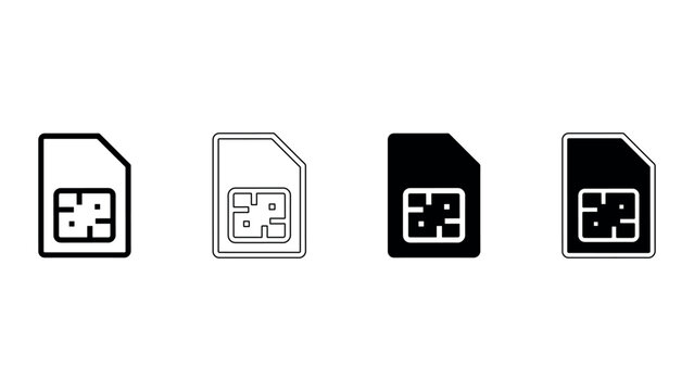 SIM card icon set mobile technology and communication chip for devices.