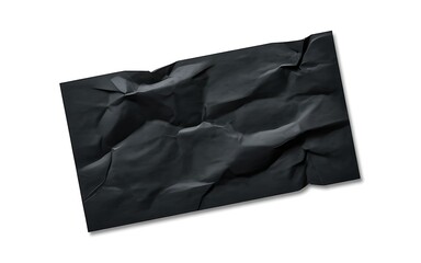 Fototapeta premium Black Wrinkled Paper Sticker Banner Isolated White Background Photo