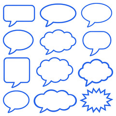 Fototapeta premium Speech Bubble Set vector illustration featuring a versatile collection of empty speech, chat and thought bubbles in multiple shapes and styles. Perfect for conversations, messaging, comics, social med