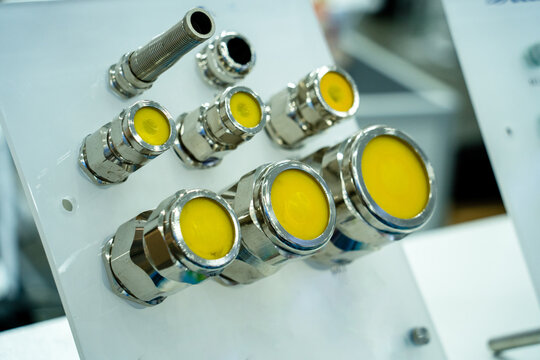 Various Sizes of Metallic Cable Gland Fittings on Display