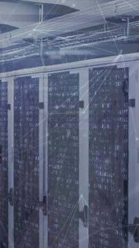 Animation showcases interference and globe over servers in a digital tech concept.