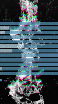 Animation of dna, data and graphs on black background