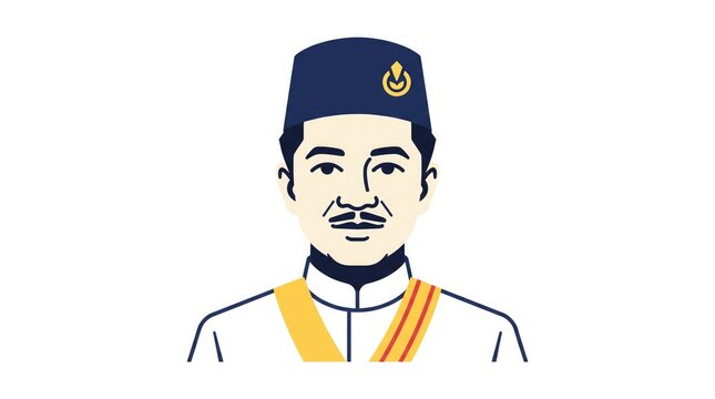 Malaysian leader politician portrait traditional songkok attire vector illustration avatar icon character national heritage