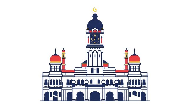 Sultan abdul samad building kuala lumpur landmark architecture historical building vector illustration malaysia tourism