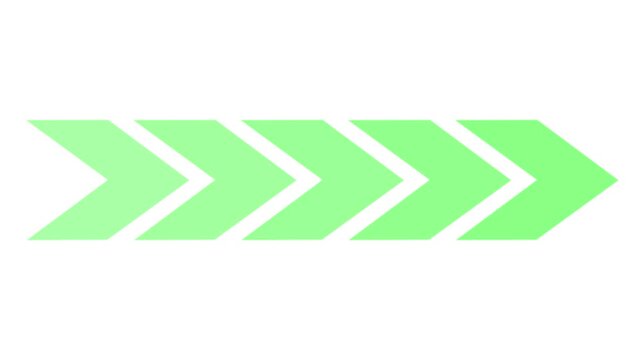 Green arrows shift and fade across a white background