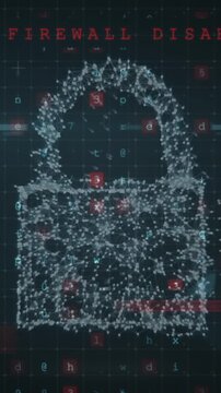 Animation of scanning, numbers and online security padlock