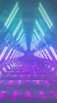 Animation of neon tunnel on dark background