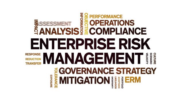 Enterprise Risk Management animated word cloud-animation tag kinetic typography seamless loop.