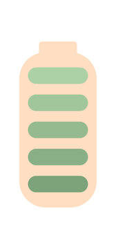 Clean flat battery power indicator icon. Simple green energy storage symbol as eco electric level sign. Minimal ecology concept for sustainable environment, smart technology and future neutral
