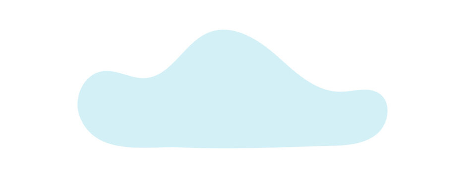 Soft blue flat cloud symbol and minimal sky accent. Gentle fluffy cloud icon as calm weather sign and abstract background. Smooth pastel shape element works as web ui button simple kids clipart