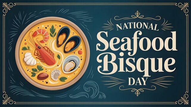 Enjoy National Seafood Bisque Day with flavorful seafood bisque, creamy textures, fresh ingredients, elegant cuisine, and satisfying homemade meals together.
