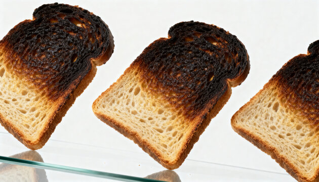 sourdough toast slices arranged diagonally on wooden board