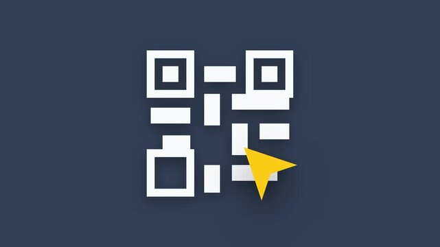 Multiple white qr codes and yellow cursors on dark background