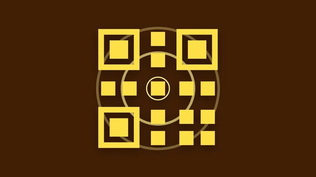 Golden qr code icons arranged on a dark brown background