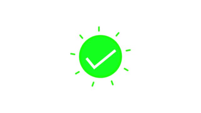Green checkmark icon forms within an oval shape