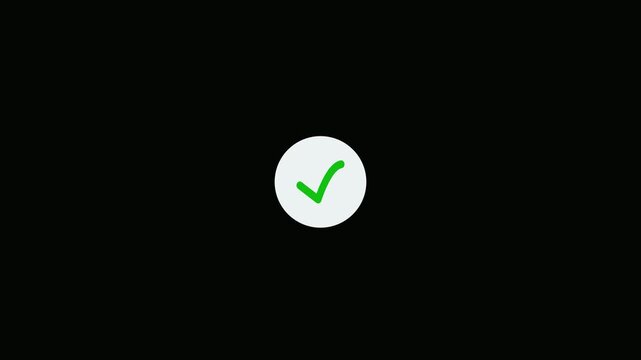 Three animated green checkmark icons appearing in circles on a clean black background for UI