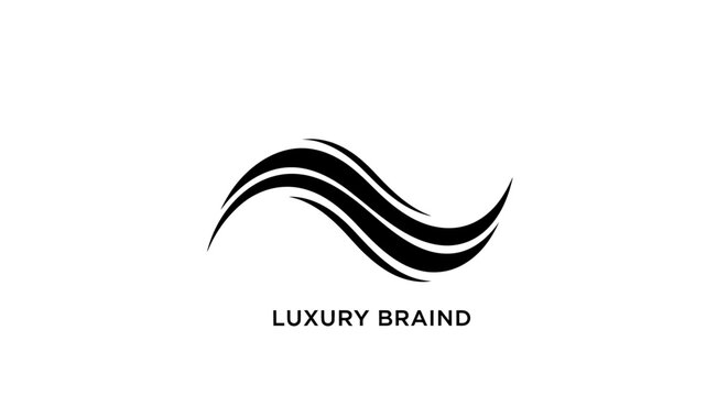 Luxury brand logo with wavy lines on white background with stylized black logo text luxury braind identity abstract symbol design style with mark