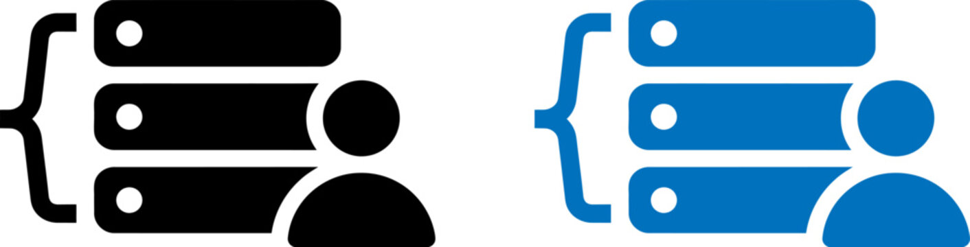 User database management icon set for web development and software interface design.