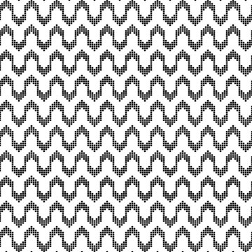 Black and white pixel zigzag seamless pattern vector background for textile and wallpaper