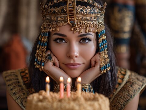 cleopatra inspired portrait with candles