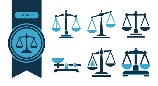 Weighing Scale Icon Set, Flat Colorful Vector Icons, Editable EPS, Modern UI Icon Pack for App, Web, Branding, Print Design, Isolated on White Background