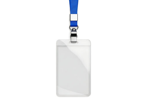 Empty clear plastic badge holder on lanyard