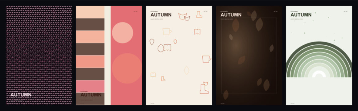 Abstract poster templates set with minimal geometric shapes, circles and arch designs