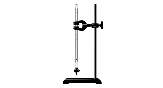 Laboratory equipment stand with burette clamp with black metal laboratory experiment mechanical chemistry apparatus hardware science device with tool