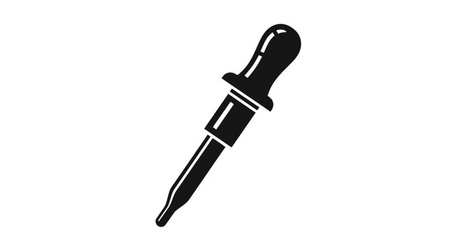 Black dropper icon on white background with illustration laboratory equipment pipette medical graphic symbol simple design tool