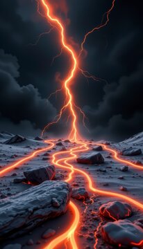 Storm axis lines arranged in a neat matte black freeze layout are taken from a clean minimalist neon orange perspective