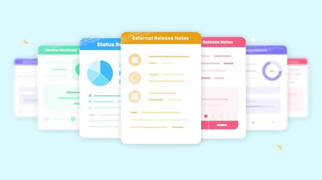 Modern Business Dashboard Interface with Analytics Reports and Digital Data Management Animation