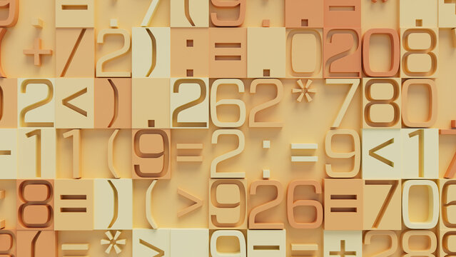 Textured Mosaic of Random Numbers and Symbols on Close-Up Surface for Graphic Design Use