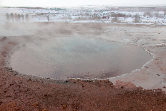 Geysir, famous tourist route Golden Circle, Iceland