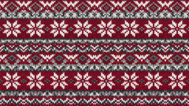 Nordic knit pattern with snowflakes in a seamless festive holiday design