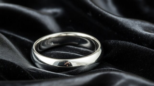 adornment. A pure silver ring displayed on black velvet with soft lighting. lifestyle magazines, social media lookbooks, designed for influencer and brand collaborations.