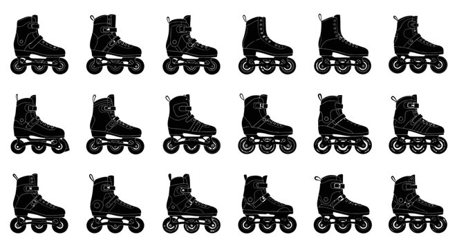 Inline skates in various positions