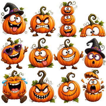 Halloween pumpkins clipart , scary, October, autumn, fall, 