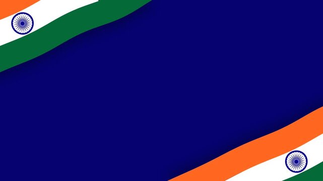 Indian Independence Day Patriotic Background with Tricolor Flag Waves and Copy Space.