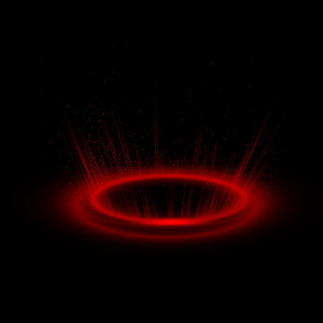 Abstract glowing red circle light effect on a dark background for futuristic design elements