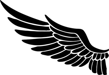 Obraz premium Black Detailed Bird Wing Shape PNG Isolated on Transparent Background