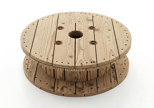 Isometric circular platform with wooden base