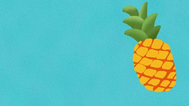 Watercolor pineapple animation with turquoise copy space